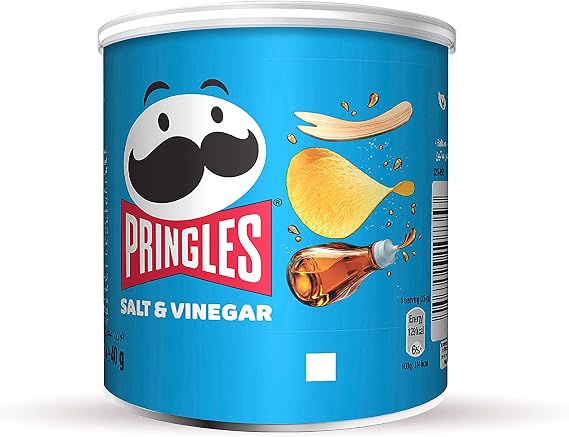 Pringles Salt and Vinegar Flavour Potato Chips, 40g, (Pack of 12)