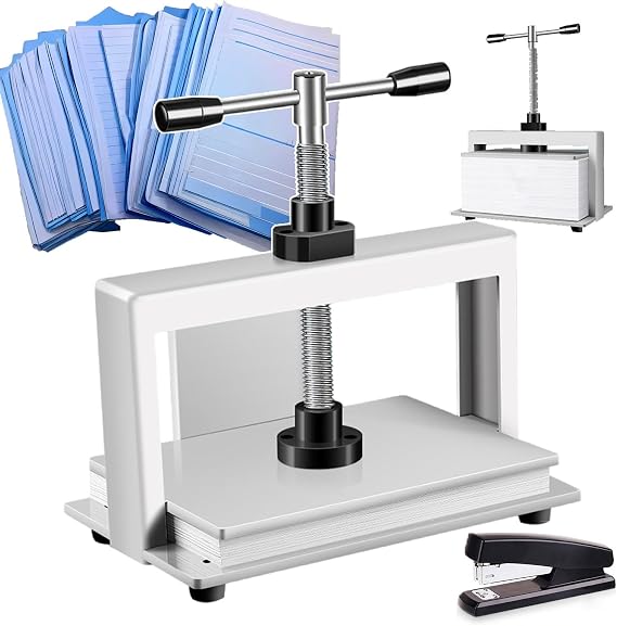 Manual Flat Recipe Press Machine With Spiral Handle For Pressing Paper | Bookbinding Press Machine | 1500kg Paper Press For Making Books (With 1 Stapler)