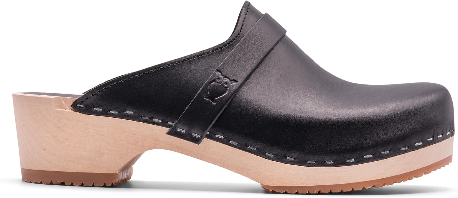 Sandgrens Handmade Swedish Wood Clogs for Men, Low Heel Mule | Malmo