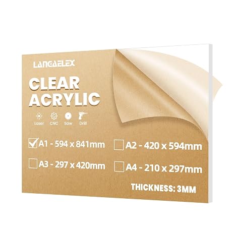 A1 Clear Cast Acrylic Sheet 3mm for Laser Cutting
