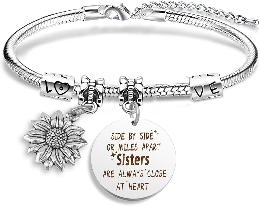Sister Birthday Gifts Christmas Mothers Day Sisters Graduation Valentines Bracelet Sunflower,Butterfly,Elephant