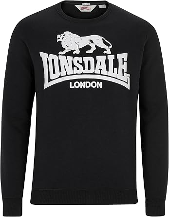 Lonsdale Men s Slim-Fit Black Crew Neck Sweatshirt Sweater Size 3XL (Slim-Fit)