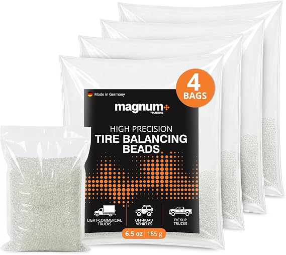 magnum+ Tire Balancing Beads TPMS Compatible Tempered Glass 4 Bags (6.5oz / 185g Each)