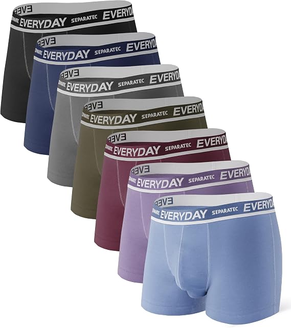 Separatec 7 Pack Men's Boxer Briefs Breathable Soft Cotton Underwear Colorful Everyday Boxer Shorts Multipack with Supportive Dual Pouch