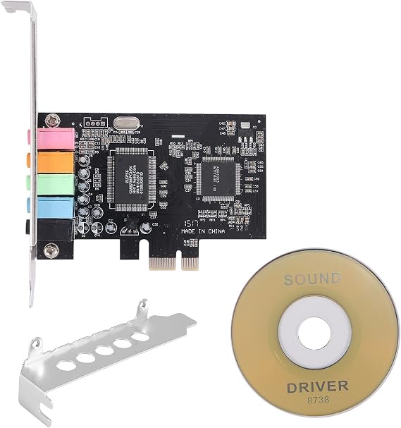 PCIe Sound Card 5.1, PCI Express Surround Card 3D Stereo Audio with High Sound Performance PC Sound Card CMI8738 Chip, Black, 500178481
