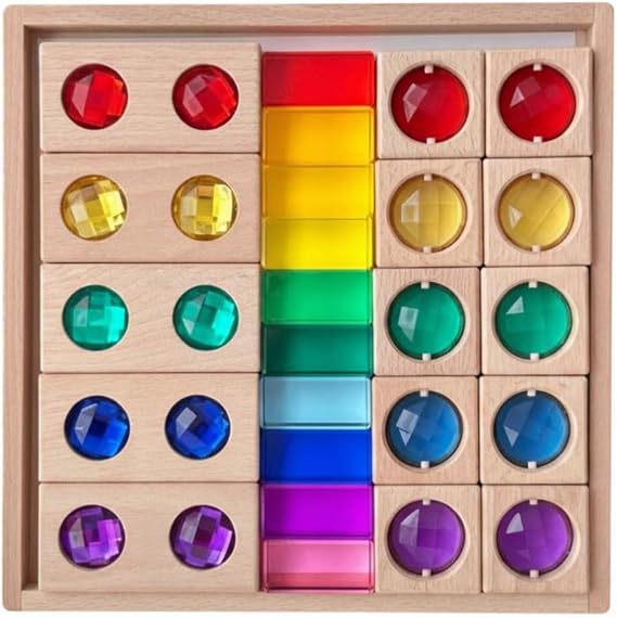 Acrylic Gem Blocks High Clearness Sensory Item Shade Recognition Rainbow Block Set for Kids