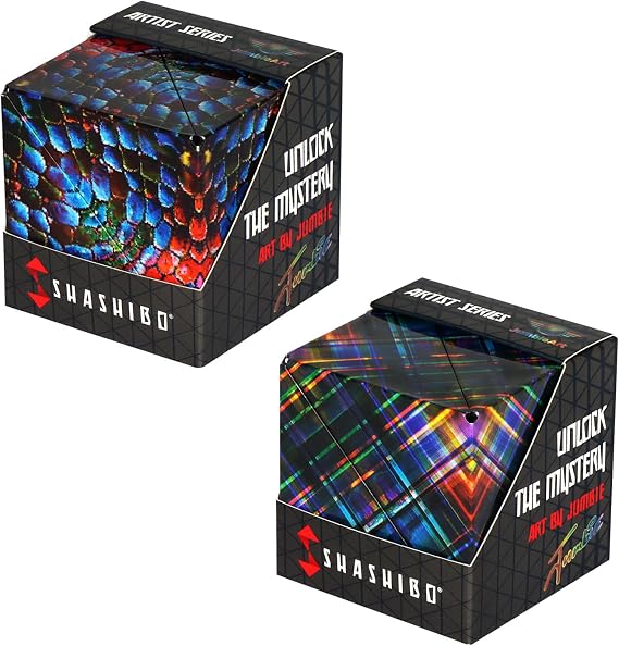 Shashibo DODECA Magnetic Puzzle Cube Bundle, The Chameleon + Disco Plaid