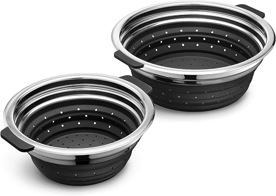 HexClad 2-Piece Steamer Basket Set, Heat-Safe to 425oF, Dishwasher Safe