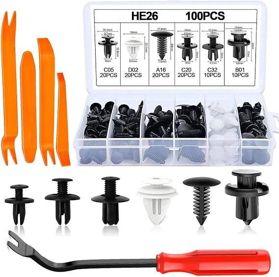 100Pcs Car Trim Clips for Abarth 595 Abarth 500 Abarth 124 Spider, Plastic Rivets Bumper Fasteners Door Panel Retainer Clips with Removal Tool Kit Assortment
