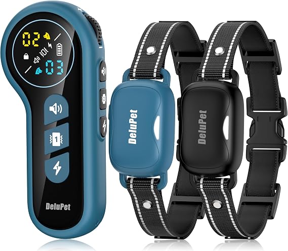 Dog Shock Collar 2 Dogs- 4500FT Dual-Direct Dog Training Collars with Remote for Small Medium Large Dog, IPX8 Waterproof Rechargeable E-Collar with Beep(1-8), Vibration(1-3), Shock(0-99), Blue