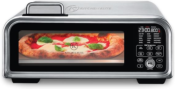 Kitchen Elite 15 in 1 Digital Toaster Oven Air Fryer Combo with Touch Panel and 12 Inch Pizza Capacity, Stainless Steel, Silver