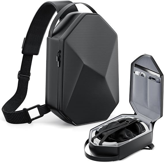 Carrying Case for Meta Quest 3/Quest 3S/Quest 2/Apple Vision Pro 2, Fashion Crossbody VR Bag Compatible with Kiwi Design/BOBOVR Elite Battery Strap Accessories, Shoulder Travel Bag