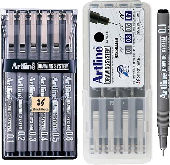 Artline Drawing System 230 Technical Pen Bundle, 6 Pack