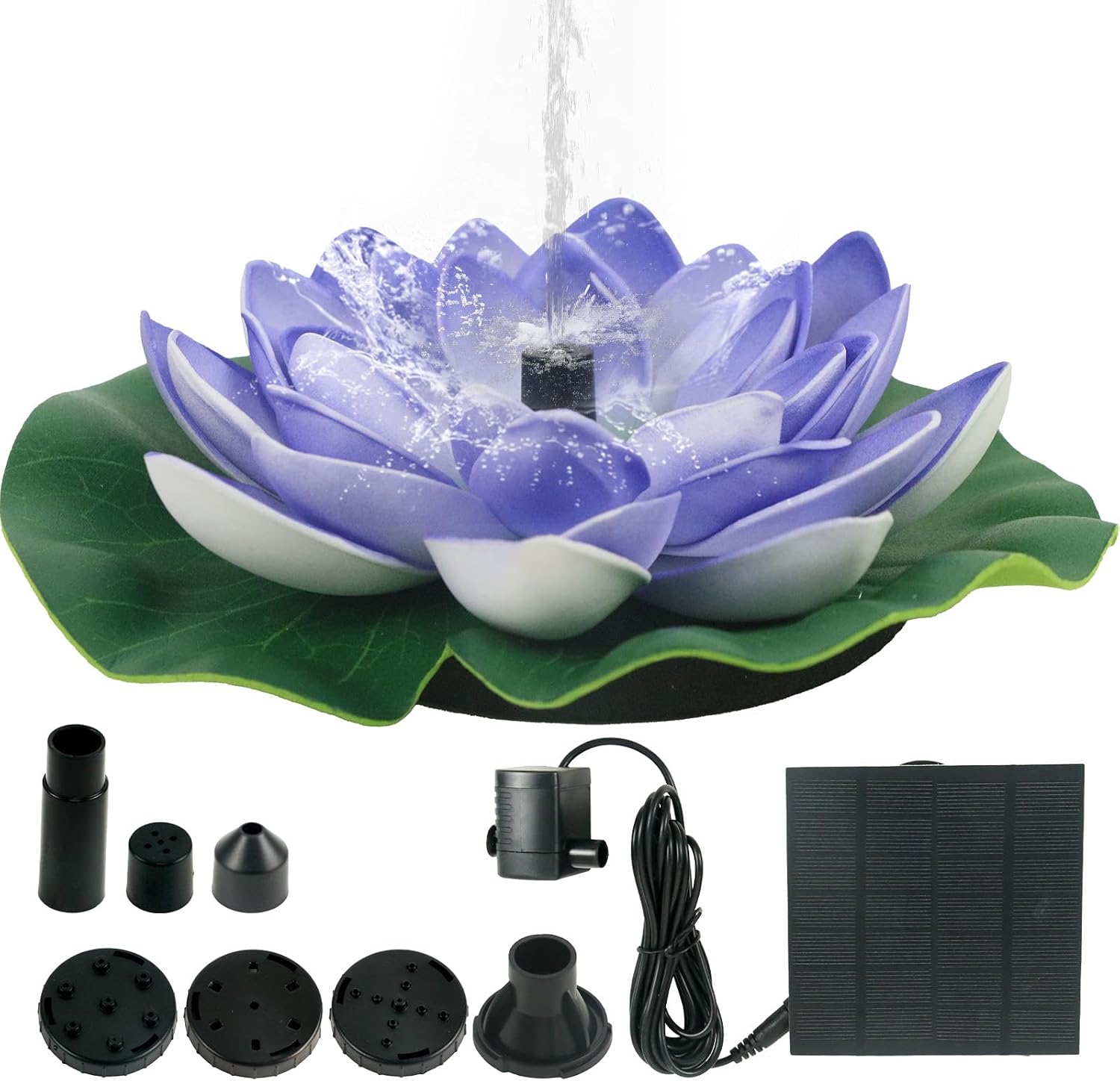 1.2W Solar Water Pump Fountain with 5 Nozzles Solar Fountain for Garden Pond Bird Bath Fish Tank Water Feature Pool Outdoor Décor(Blue)