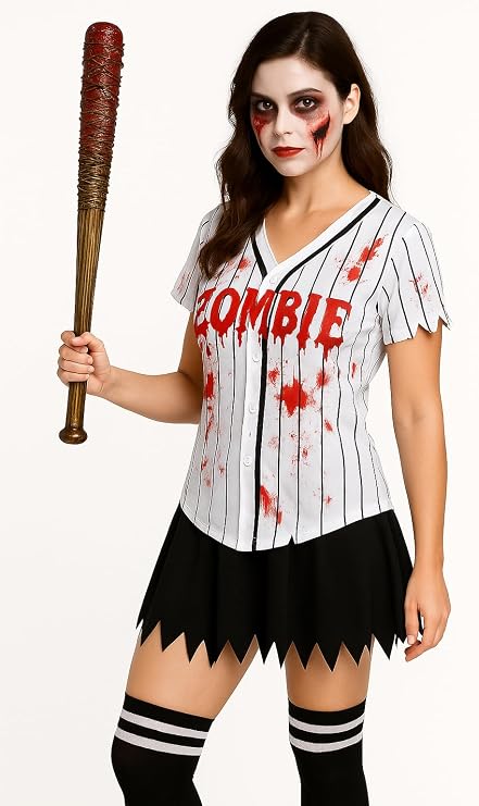 Halloween Barbed Wire Baseball Bat Prop, 74.5cm Bloodied Costume Accessory, Brown and Red, Decorative Display Weapon for Fancy Dress