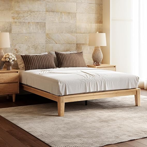 DreamCloud Bamboo Platform Bed Frame, King, Natural, 12" Height