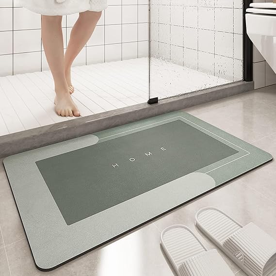 Bingobang Absorbent Bath Mat Non Slip Anti Mould 60 x 40 cm, Diatom Mud Bathroom Shower Floor Mat, Quick-Dry 4 Layer Thickened Rug for Bedroom, Kitchen, Toilet, Door