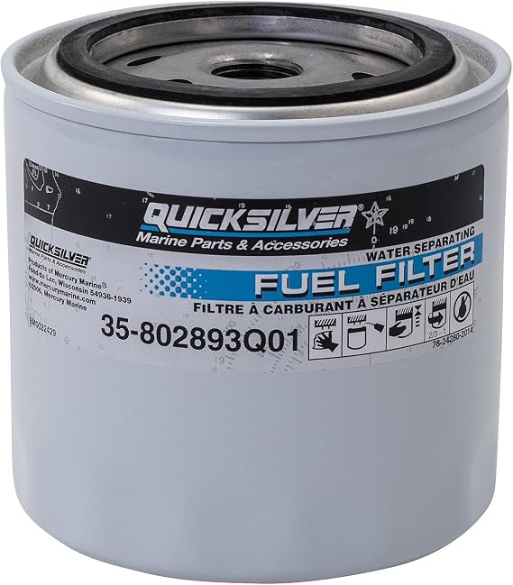 Quicksilver 802893Q01 Water Separating Fuel Filter for Mercury and Mariner Outboards, MerCruiser Sterndrive and Inboard Engines