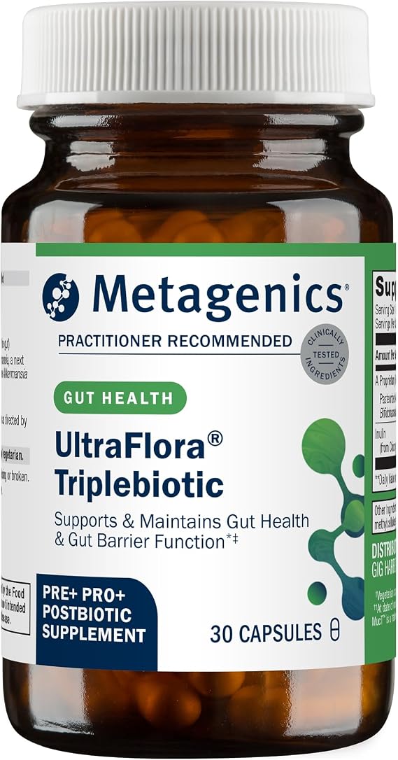 Metagenics UltraFlora Triplebiotic, Shelf-Stable, 30 Capsules