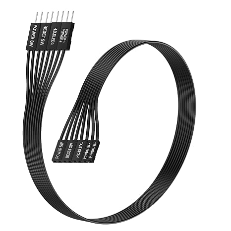 Motherboard Front Panel Extension Cables,22AWG Flat Ribbon for HDD LED+/-, Power LED+/-, Power SW, Reset SW,for Computer Switch Reset HDD Hard Drive 100cm/39.4 in(Black)