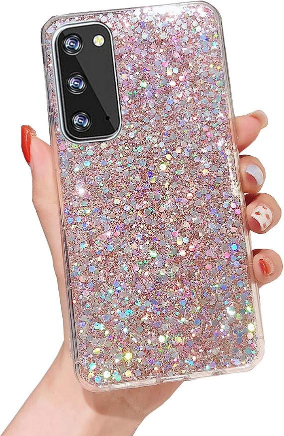 Galaxy S20 FE 5G Glitter Case, Sparkle Bling Shiny Diamond Slim Soft Reflective Clear TPU Rubber Bumper Girl Women Protective Case for Samsung Galaxy S20 FE 2020 (Pink)