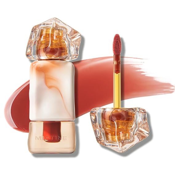 Mistine Makeup Lip Gloss Lip Plumber Non-sticky Tinted Lip Gloss Infused with 1% Peptide Moisturizing Shiny Finish Lip Tint Hydrating Lifter Gloss Lightweight Feeling Lip Oil J02 Secret Love 0.1 fl oz