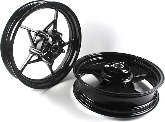 Arashi Front and Rear Wheel Rims for Kawasaki Ninja 400 Z400 EX400 2018-2024 ABS include, Ninja 500 Z500 2024-2025, Motorcycle Replacement Accessories Parts Gloss Black