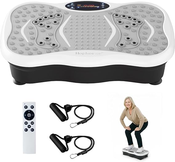 Vibration Plate Exercise Machine, 200 Speeds Vibrating Plate for Lymphatic Drainage, Vibrating Shaking Full Body Shaker Workout, Vibration Fitness Platform for Weight Loss, for Home, LightGray