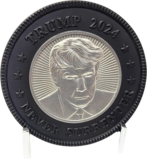 Trump 2024 Never Surrender Commemorative Coin President Mugshot Challenge Coin 2024 Political Souvenir & Collector Gift [Gold/Silver/Copper] Edition