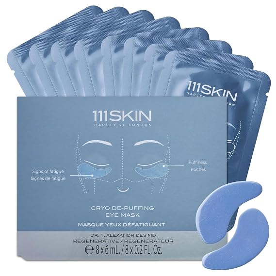 111SKIN Cryo De-Puffing Eye Mask, Hydrating Under Eye Patches 8 Pairs, Blue