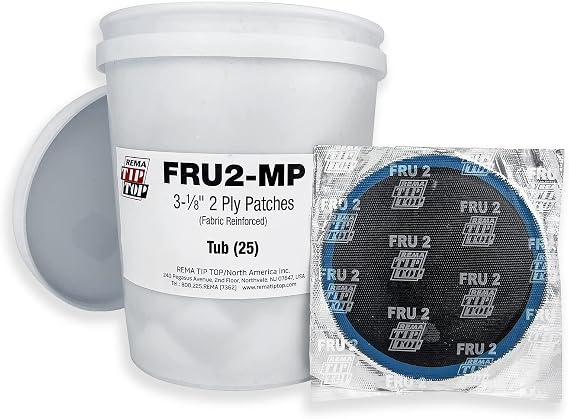 Rema TIP TOP FRU2-MP Fabric Reinforced Tire Repair Patches, 3-1/4 inch 2-Ply Repair Units, 25 Count for Professional Tire Service