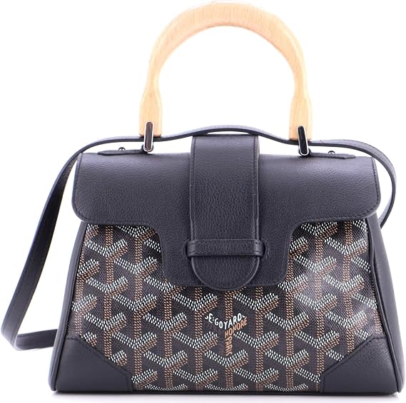 Pre-Loved Saigon Top Handle Bag Coated Canvas with Leather Mini, Black