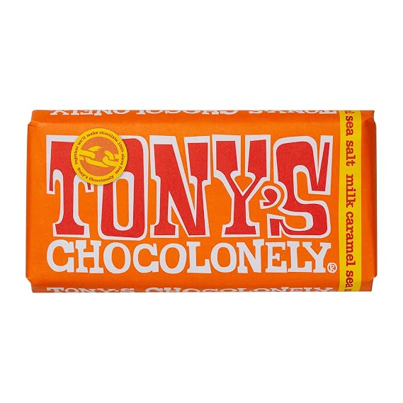 Tony's Chocolonely Fairtrade Caramel and Sea Salt Milk Chocolate Bar 180g