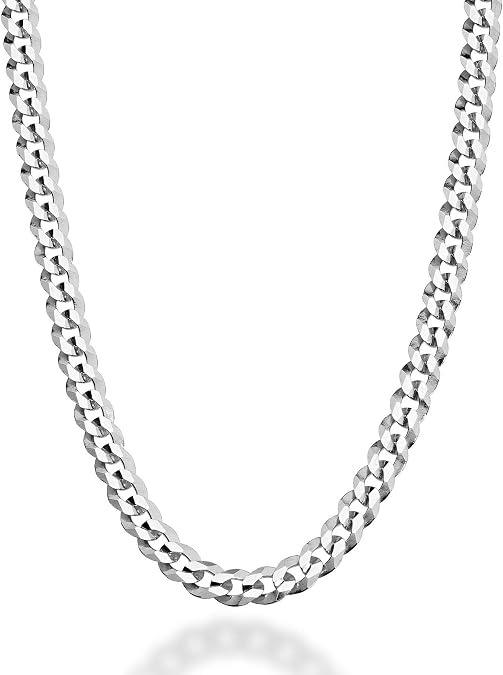 Miabella Italian 925 Sterling Silver 5mm Cuban Link Chain for Men Women