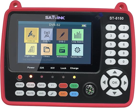 Satellite Finder ST-5150 DVB-S2/T2/C Combo HD Satellite TV Signal Finder Digital Handheld Signal Meter Satellite Finder H.265 HEVC MPEG-4 4.3 Inch TFT LCD