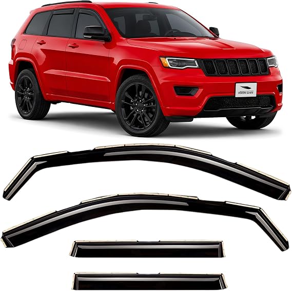 Voron Glass Inch Channel Ultra Durable Rain Guard for Jeep Grand Cherokee 2011-2020 Window Deflector Vent Window Visors 4pcs - 220125 Black