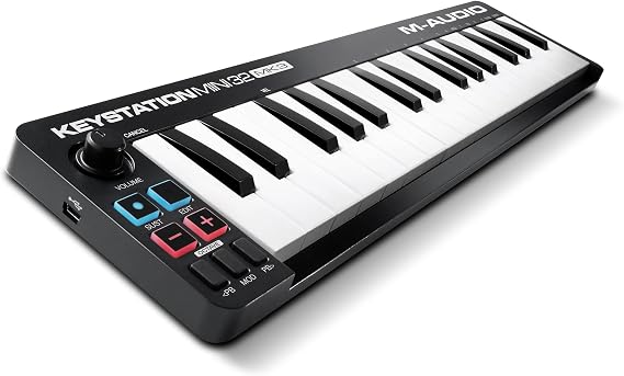 M-AUDIO Keystation Mini 32 MK3 USB MIDI Keyboard Controller with 32 Velocity Sensitive Mini Keys and Recording Software Included
