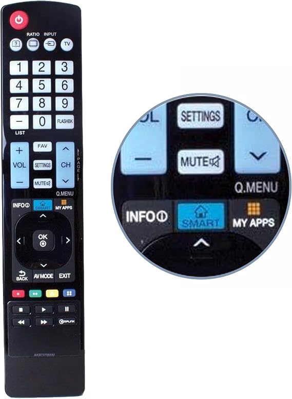 AKB73756542 Remote Control Replacement for LG SMART TV Full Function Remote Control (AGF76692608)