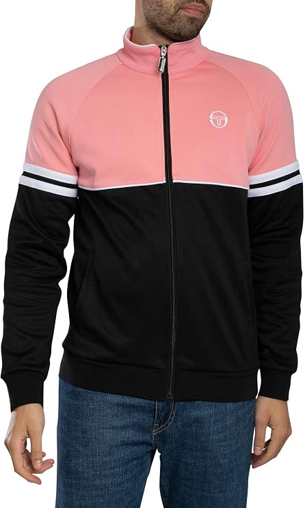 Sergio Tacchini Men's Orion Track Top Jacket Geranium Pink/Black/White