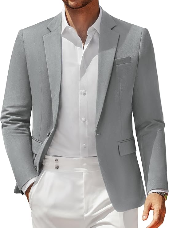 Vssjavun Blazer for Men Casual Suit Jackets Lightweight Sport Coat One Button Slim Fit Suits