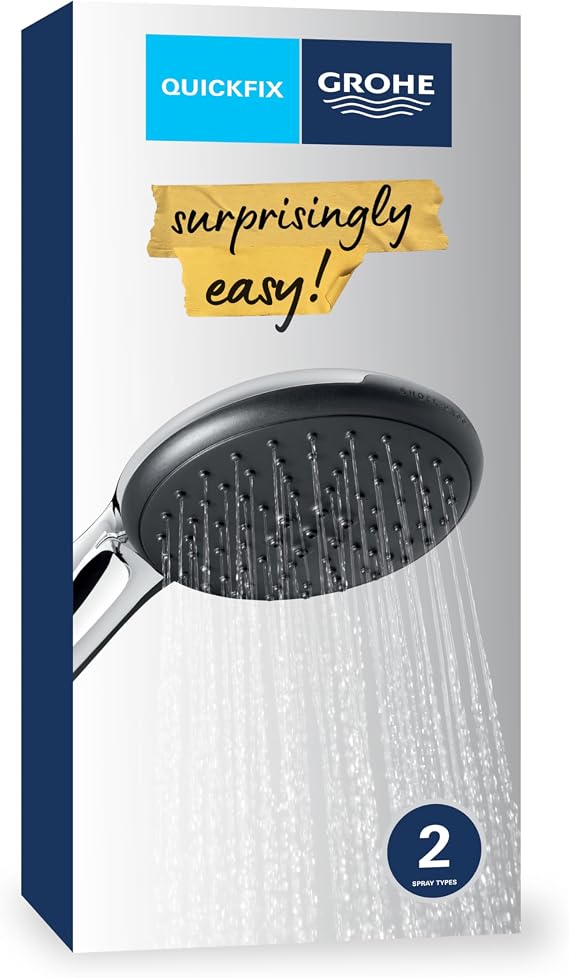 GROHE Vitalio Start 110 Hand Shower, 2 Flow Rain and Jet Shower, SmartSwitch, 110mm Round Shower Head, Anti-Lime System, Chrome, 26947001