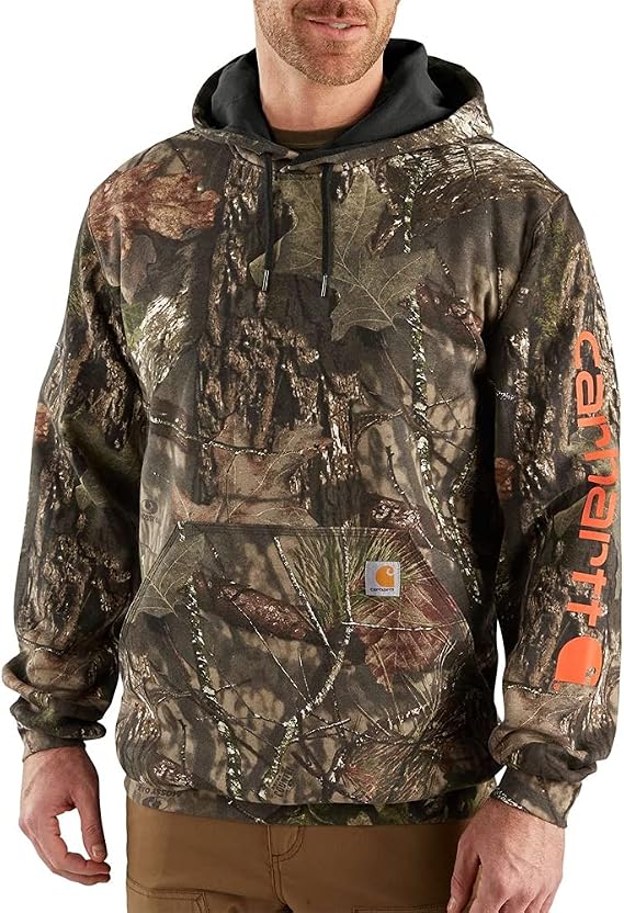 Carhartt Men's Midweight Camo Sleeve Logo Hooded Sweatshirt