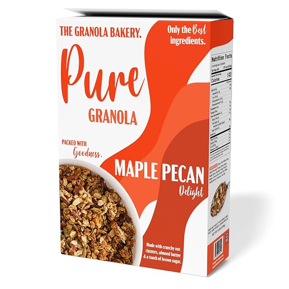 TGB Maple Pecan Granola, Crunchy Almond Butter Clusters, Low Sugar, Gluten Free, Non-GMO, Natural Breakfast Cereal, Healthy Snack, 8 ounces