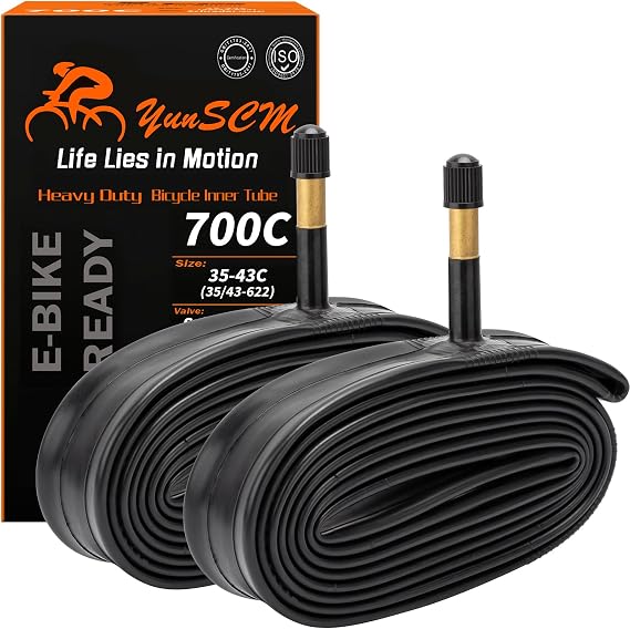 700C Heavy Duty Bike Tubes 700x35C/38C/40C/43C (35/43-622) 700C Bicycle Tubes Premium Butyl Rubber for Road, Gravel, Mountain, Hybrid Bike Tire Tubes Schrader Valve AV48mm 2-PCS