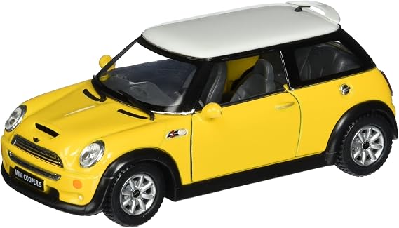 KiNSMART Mini Cooper S 5inch 1:28 Scale Die Cast Metal Model Toy Cars Yellow