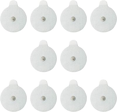 Discount TENS 2 Round Replacement Electrodes for TENS Units, 5 Pairs 10 Pads, Reusable Self-Adhesive Electrode Pads with Standard 3.5mm Snap Connector for TENS and EMS Muscle Stimulators