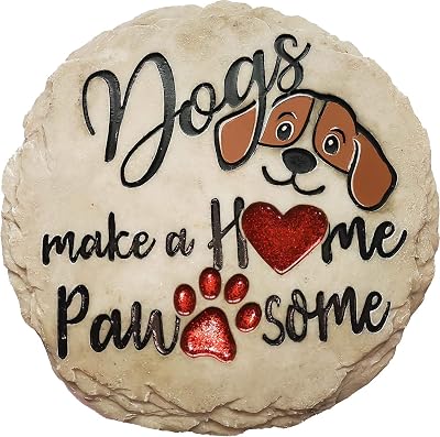 Spoontiques - Garden Decor - Dogs Make a Home Pawsome Stepping Stone - Decorative Stone for Garden