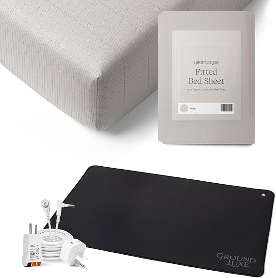GroundLuxe Twin XL Beige Grounding Sheet & Mat Bundle