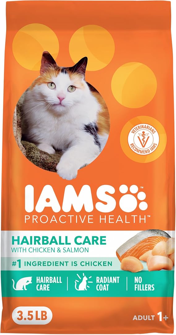IAMS Proactive Health Hairball Dry Cat Food, Chicken & Salmon, 3.5 lb