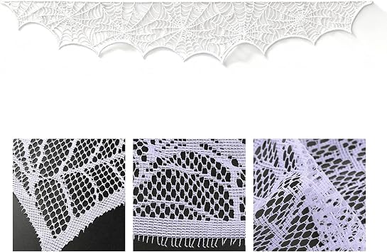 Bestac Halloween Polyester Spider Web Decor - 96.0617.72 Inch, Weatherproof & Resists Wrinkles, Easy to Install, Ideal for Fireplace/Porch/Yard/Indoor-Outdoor Use White